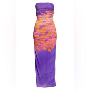 AFRM Marlo Placed Floral Strapless Dress, PLACED TROPICAL FLORAL